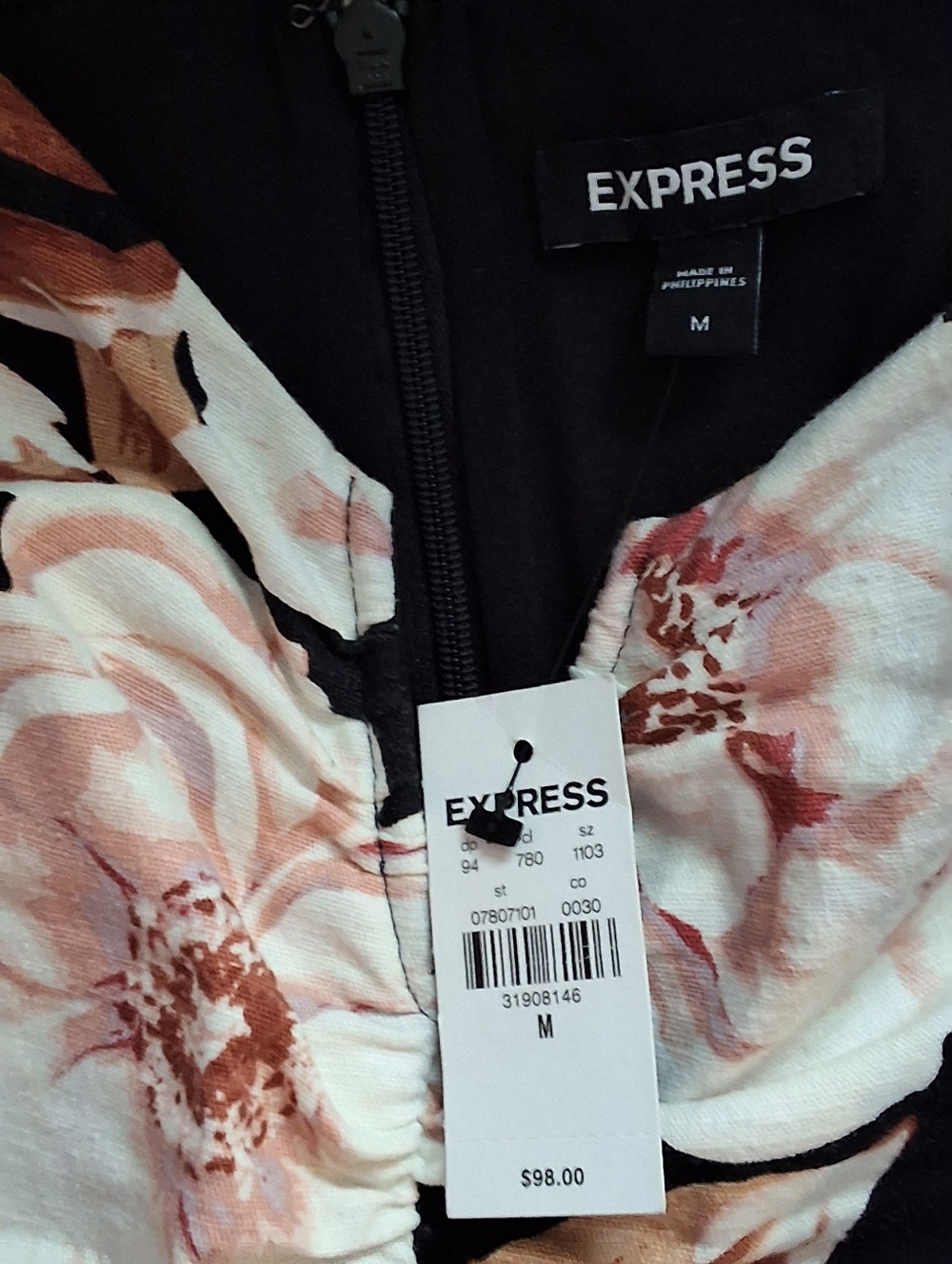 Express Stretch Linen Floral Sheath Dress Size M NWT - Picture 5 of 5